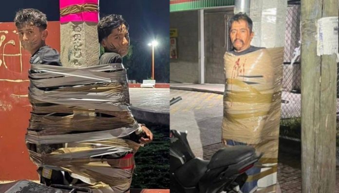 Social media is flooded with rumours that a 'Batman' is taping men to poles.