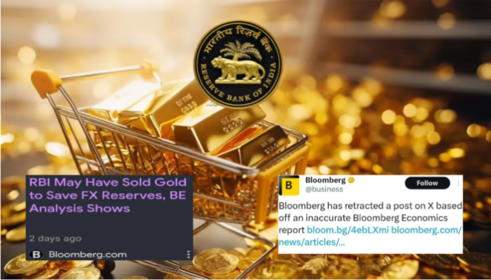 Bloomberg grudgingly retracts a bogus article about the RBI's $12 billion gold sale after it is exposed.