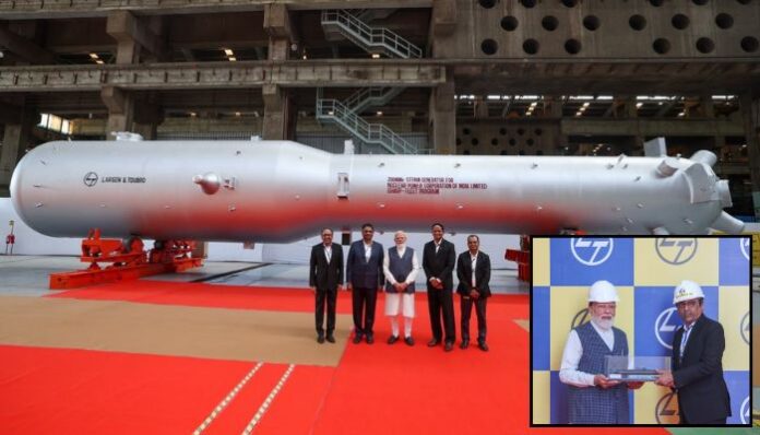 Prime Minister Narendra Modi visited L&T’s Hazira facility in Gujarat.