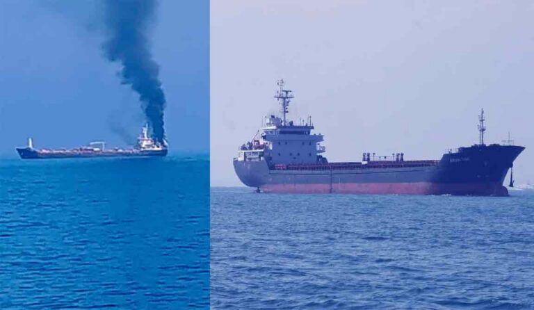 Third ship with Indian crew hit by US forces in Gulf of Oman, bitumen tanker MT Jalveer with 20 Indians catches fire after the strike near Shinas port