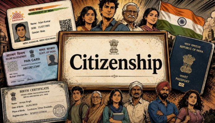 Indian passport serves as a travel document while citizenship depends on the Citizenship Act.
