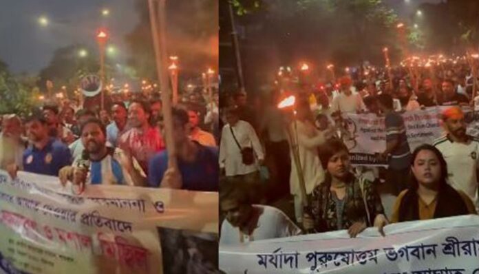 Bangladesh: Hindus take out torchlight procession in Dhaka, demand arrest of radical Muslim mob that desecrated image of Lord Ram with slippers