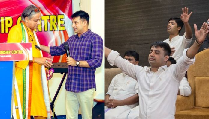 BJP activists protest outside Elohim Global Worship Centre over alleged abuse at Sneha Thanal