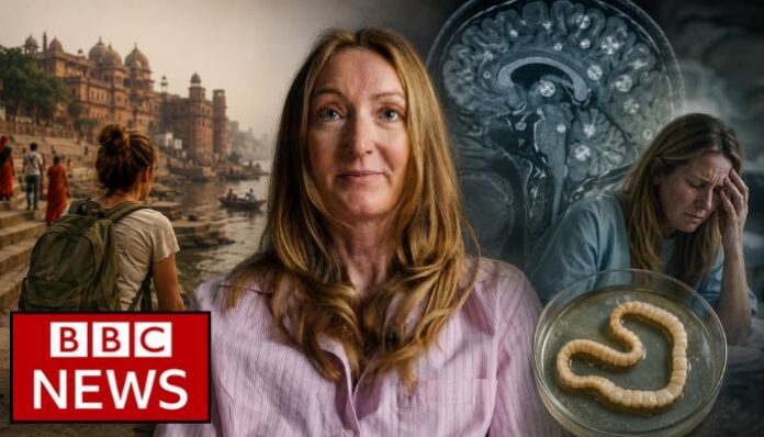 A UK woman has claimed that a 2007 trip to India led to a rare brain parasite infection that was diagnosed years later.