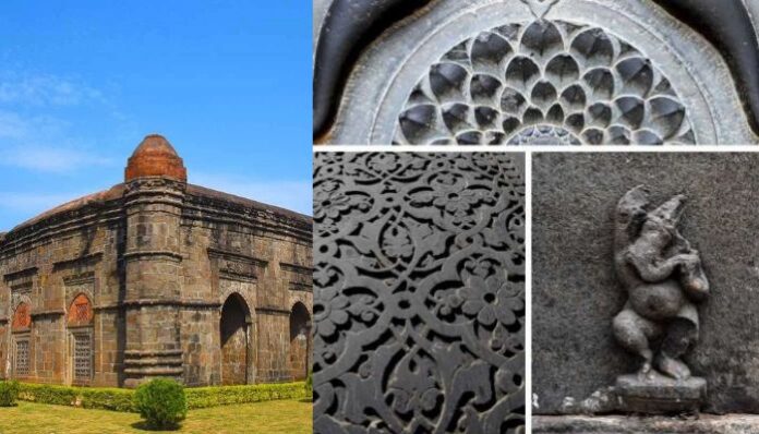 Sculptural remnants throughout the structure suggest that the site was originally home to the grand Adinath Temple, dedicated to Lord Shiva, alongside a shrine dedicated to Lord Vishnu.