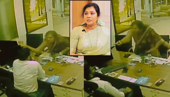 Karunanidhi's granddaughter was captured on CCTV slapping an SBI official.