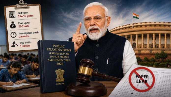 The Centre is set to introduce the Public Examinations (Prevention of Unfair Means) Amendment Bill, 2026 in the Lok Sabha, proposing tougher punishment for paper leaks and examination fraud.