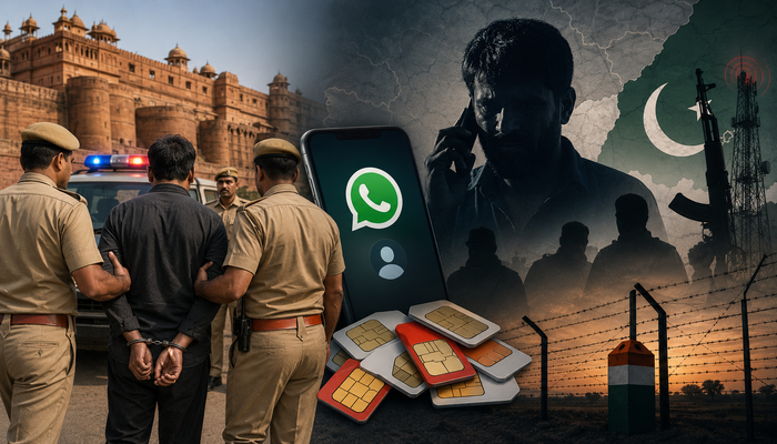 Bikaner man arrested for providing Indian mobile phone numbers for Pakistani WhatsApp accounts.