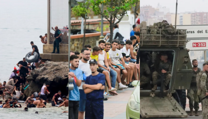 Moroccan illegal immigrants flood Ceuta in Spain.