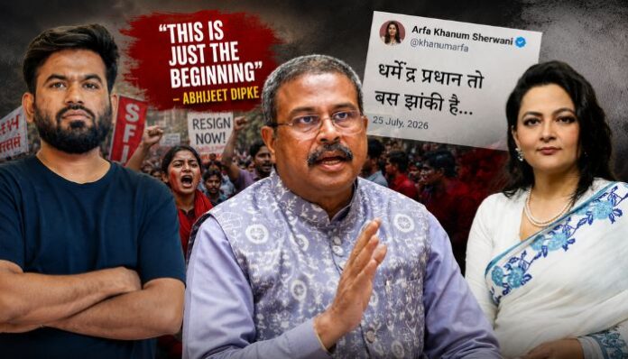 Hours after Dharmendra Pradhan resigned as Union Education Minister, CJP founder Abhijeet Dipke declared that the minister's exit was 