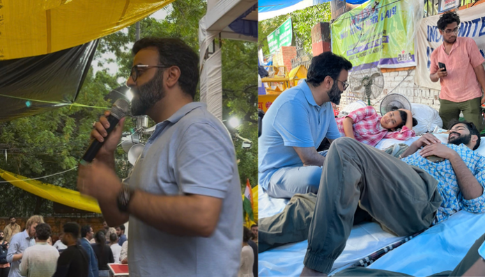 National Conference MP Aga Syed Ruhullah Mehdi raised issue of abrogation of Article 370 at the CJP protest.