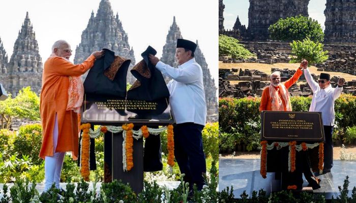 PM Modi and Indonesian President Prabowo Subianto jointly inaugurate conservation project for the largest temple complex in Indonesia dedicated to three Hindu Gods