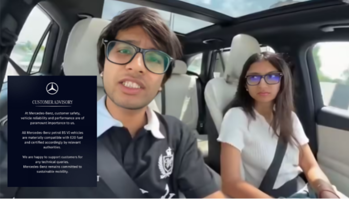 Mercedes-Benz disputes Saurav Joshi's assertion regarding petrol combined with ethanol.