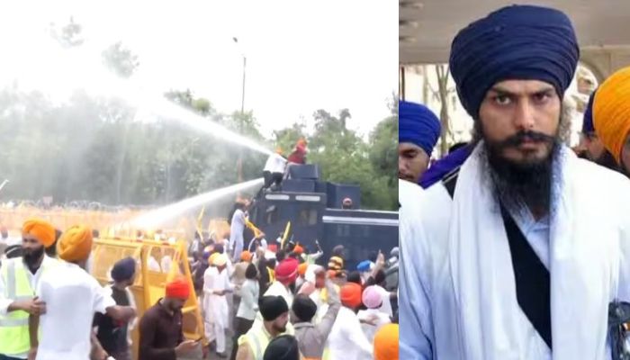 Waris Punjab De members protest to seek release of pro-Khalistan MP Amritpal Singh and Bandi Sikhs 
