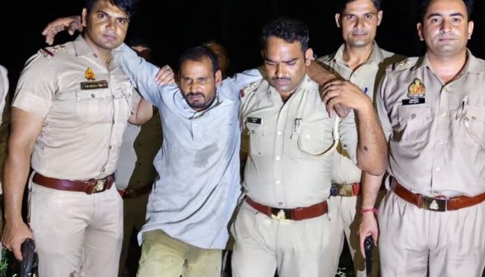 A man accused in cow slaughter case in Uttar Pradesh's Baghpat district was arrested following a police encounter on Tuesday night, 28th July.