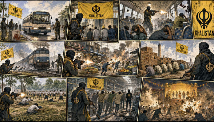 Khalistani terrorists separated Hindu passengers before massacring them on buses and trains during the Punjab insurgency.