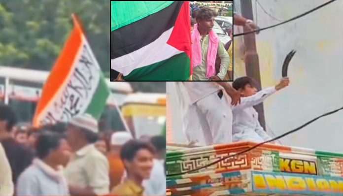 Palestinian flags were waved during Eid processions in West Bengal and Karnataka.