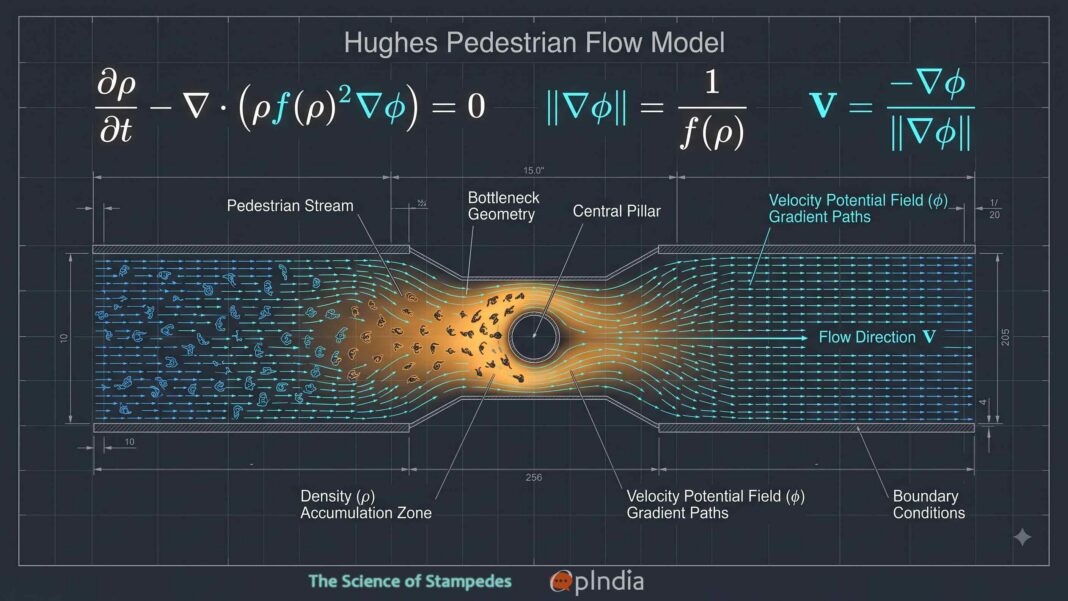 The science of crowd stampedes: Hughes Pedestrian Flow Model
