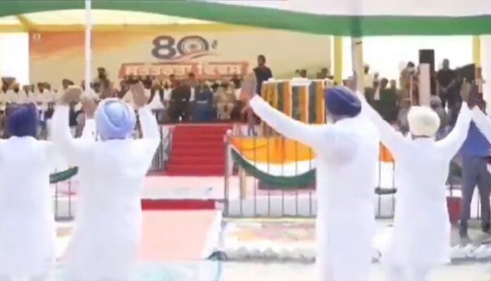 A political controversy has erupted in Punjab over an Independence Day tableau featuring elderly people dancing before CM Bhagwant Mann.