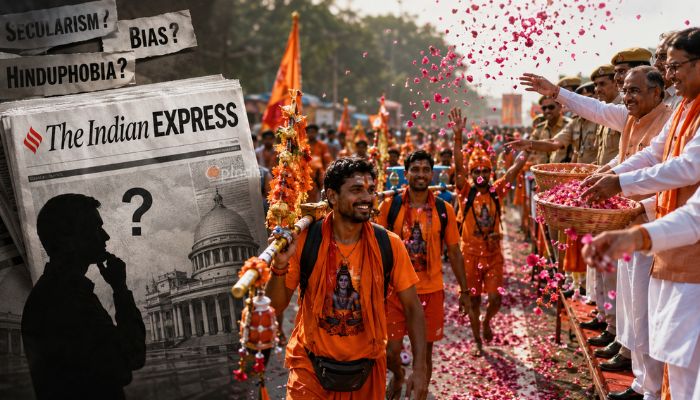 Floral showers on Kanwariyas ‘undermine’ secularism: Indian Express peddles Muslim victimhood bogey