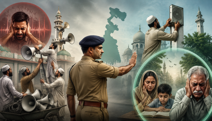 West Bengal government launches drive to remove loudspeakers from mosques and temples in the state.