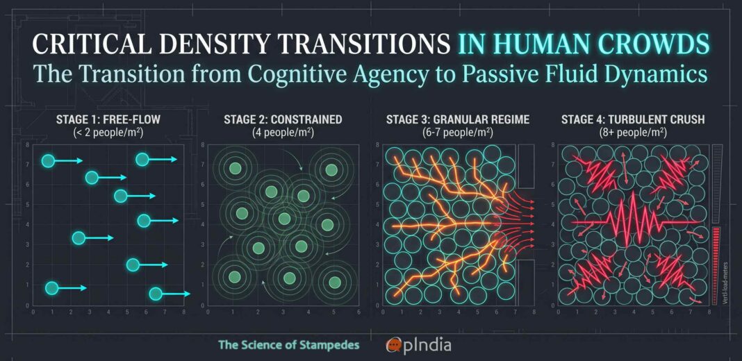 The science of crowd stampedes: Critical Density Transitions