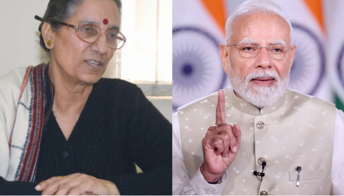 Amarjeet Kaur makes a public threat against Prime Minister Modi during a Delhi rally.