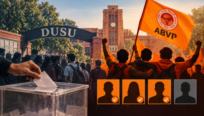 ABVP won three out of four positions in the DUSU elections.
