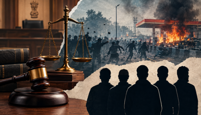 A Delhi court convicted five Muslim accused in the Bhajanpura petrol pump violence.