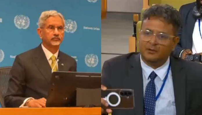 EAM S Jaishankar hit back at a Pakistani journalist who tried to disrupt his media interaction.