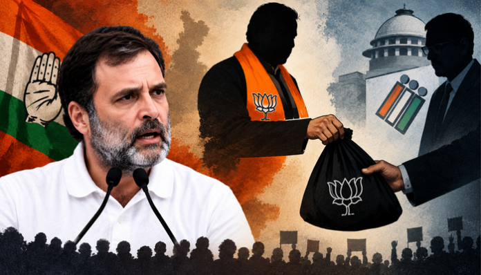 Rahul Gandhi accused the BJP and the Election Commission of stealing political parties.