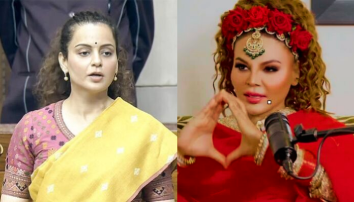 BJP MP Kangana Ranaut has hit back at entertainer Rakhi Sawant over her recent vulgar and suggestive remarks involving Kangana, Smriti Irani and Prime Minister Narendra Modi.