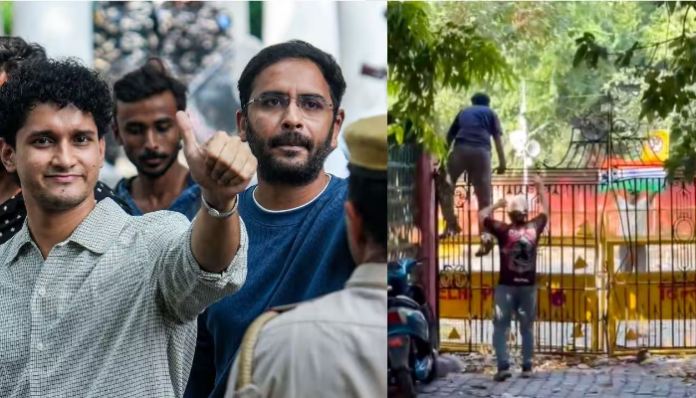CJP leaders apprehended for illegally entering Jantar Mantar.