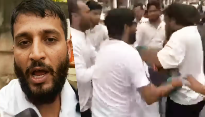 Congress workers attack Kashmiri Muslim for criticising Rahul Gandhi.