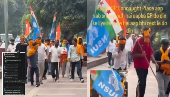 Full Kasab Energy?: NSUI workers seen wearing Bhagwa scarves, carrying saffron flags during protests against CEC Gyanesh Kumar
