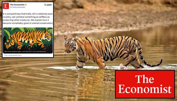 British magazine The Economist has praised India’s wildlife conservation achievements while calling the country a “relatively poor country”.