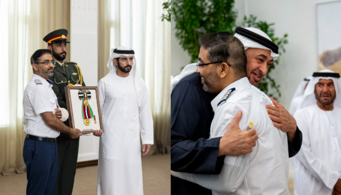 Indian pilot Smit Machchhar and the flydubai crew are honoured by the UAE.